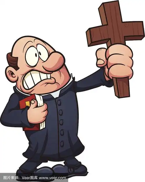 神父,卡通,十字形,男人,背景分离