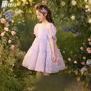 新款洋气小碎花梦幻超仙蓬蓬裙儿童公主裙笛牧女童连衣裙2024夏季