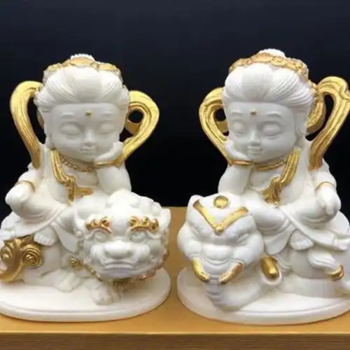 象牙果雕刻qq版普贤菩萨文殊菩萨摆件车载工艺品摆件支持一件代发