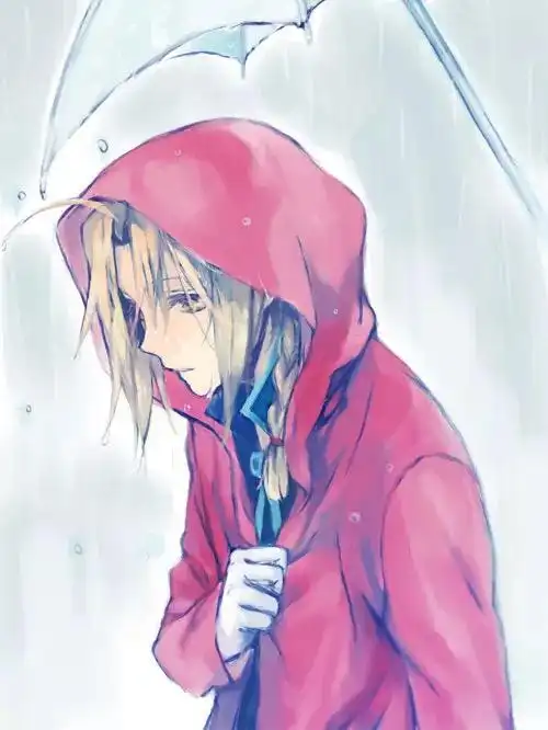 求帮忙找动漫图片,我想要一张清新男生雨中撑伞的图片,画风要清新点的