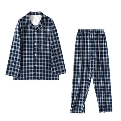 muji无印良品双层纱布睡衣女款纯棉全棉男士家居服套装春夏季薄款