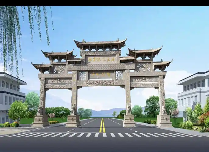 农村石牌坊建筑 三门石牌楼报价