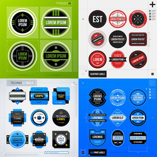 93个 标签标贴框线logo文本排版线框banner图库组合平面设计素材