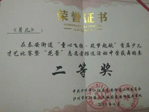 2019泰安才艺大赛与2019未来星才艺大赛获奖奖状