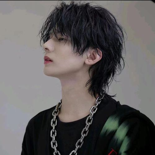 帅气男短发造型全头套式新款夏白狼尾鲻鱼头日常蓬松男士整顶头套