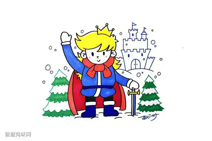 冰雪王国王子简笔画画法步骤