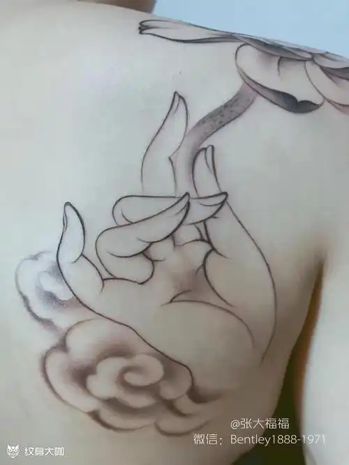 原创佛手莲花_纹身图案手稿图片_张金瑞(张大福)的纹身作品集