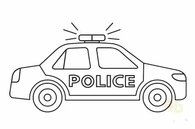 警车简笔画带颜色画法步骤图片大全