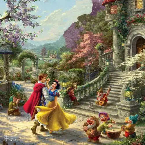 正品dmc棉线十字绣套件迪士尼白雪公主白马王子跳舞七个十字绣套件