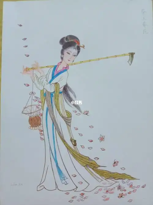 彩铅手绘黛玉葬花