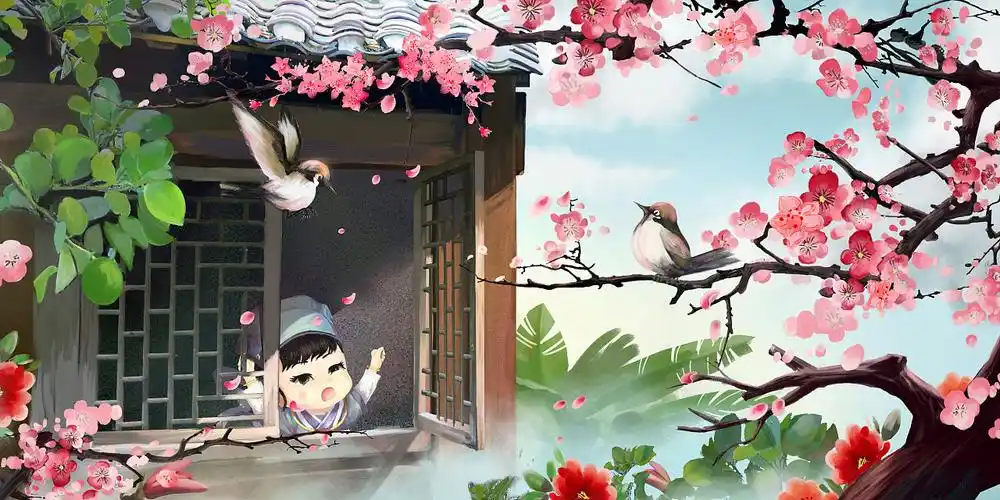 春眠不觉晓,处处闻啼鸟.|插画|商业插画|蛋壳帽_原创作品-站酷zcool