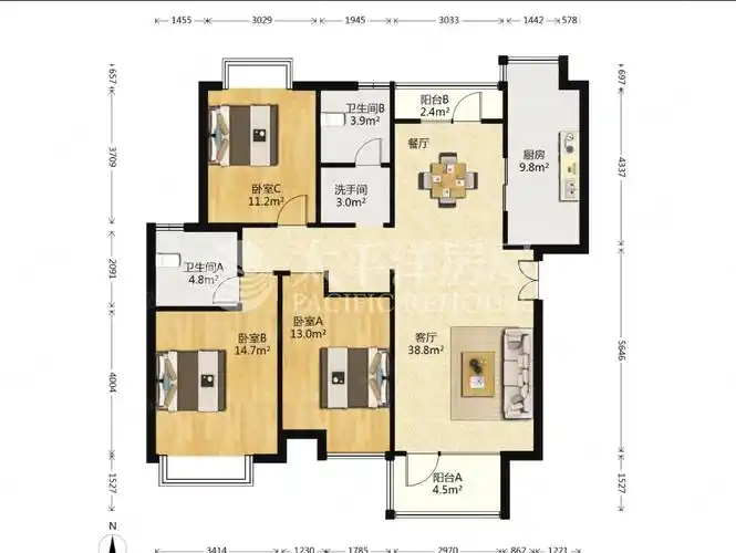 希 带露台,万科品质花园洋房,户型小区  户型(获奖户型)!