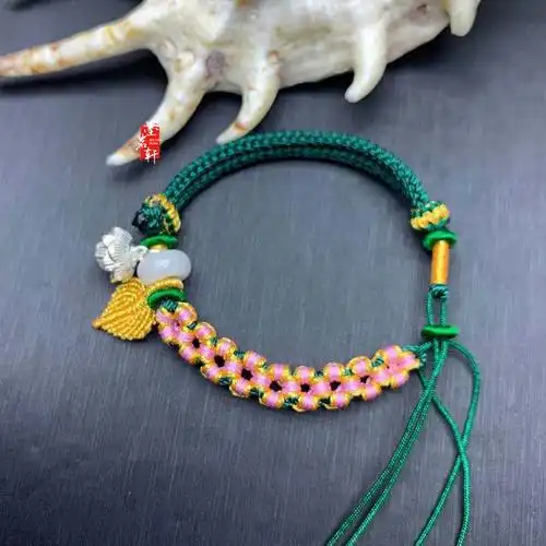 桃花周家小金编织半成品女款民族风编织可穿珠硬手绳手链