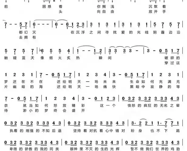 font color=#ea0000>无名之辈简谱-汪苏泷演唱-电影《无名之辈》