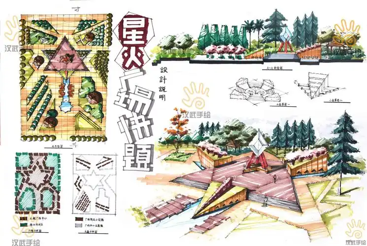 环境设计室外景观手绘原创广场快题