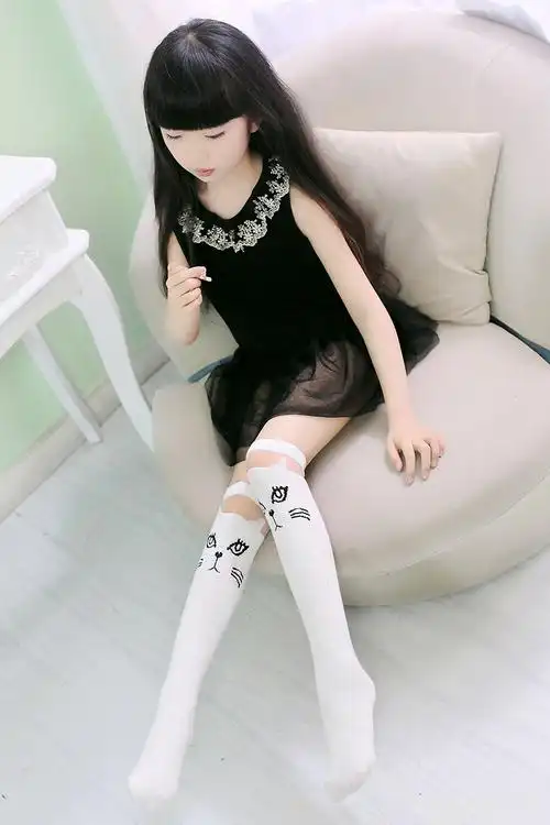 儿童夏款拼接女童中筒高筒纯棉套袜薄过膝半截筒袜子义乌批 发