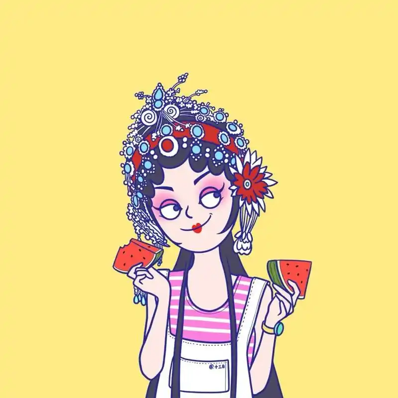 原创插画头像"戏曲女孩" 系列 眼前戏,腔缓急,一折演得淋漓.