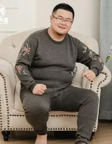 防寒内衣肥佬加肥加大黄金绒特大号 梅花加厚灰色 5xl(建议190-225斤)