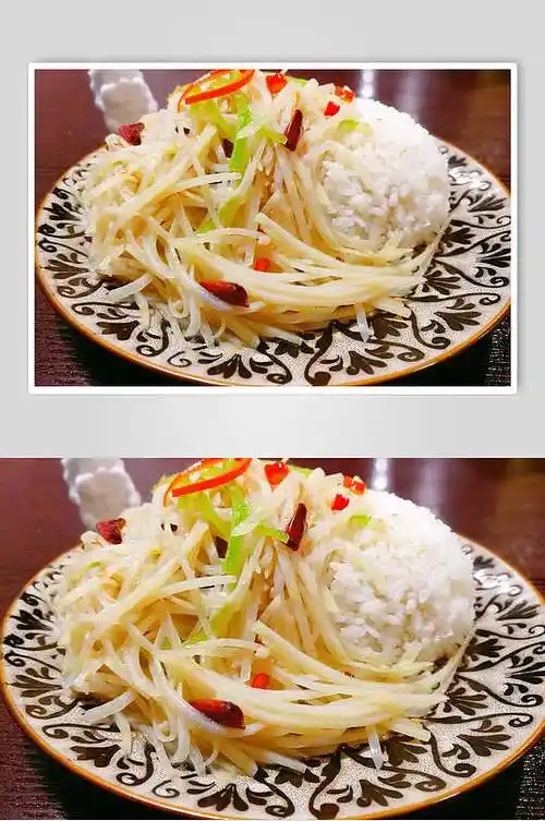 酸辣土豆丝盖浇饭高清图
