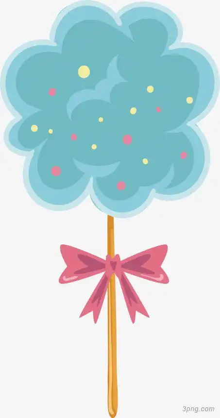 蓝色可爱棉花糖png素材透明免抠图片-动植人物