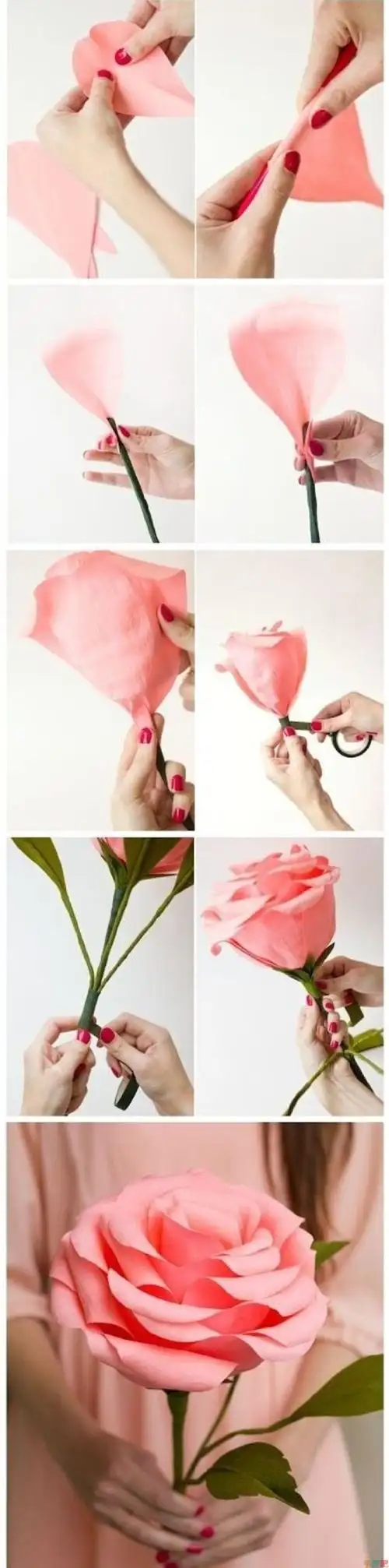 手工制作大型皱纹纸玫瑰花的步骤图解