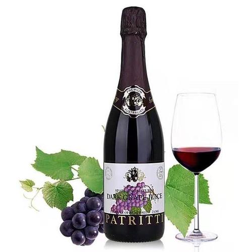 patritti香萃纯黑起泡葡萄汁750ml澳洲原瓶进口无醇气泡酒包邮