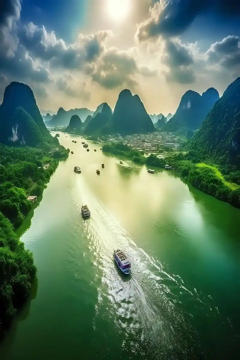 都说:桂林山水甲天下,烟雨漓江美如画!舟行碧波上,人在画中游 - 抖音