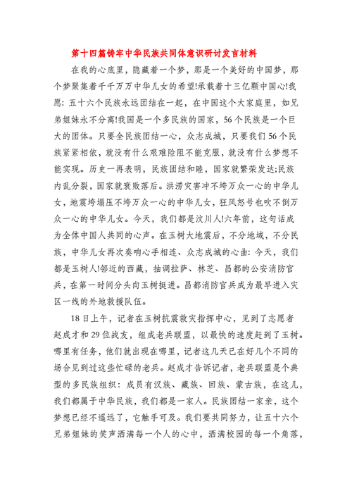 铸牢中华民族共同体意识研讨发言材料14docx2页