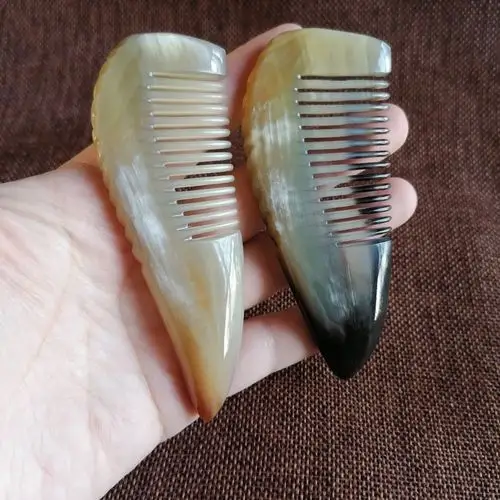 藏区羊角梳子脱发白黄羊角梳头部经络梳保健梳