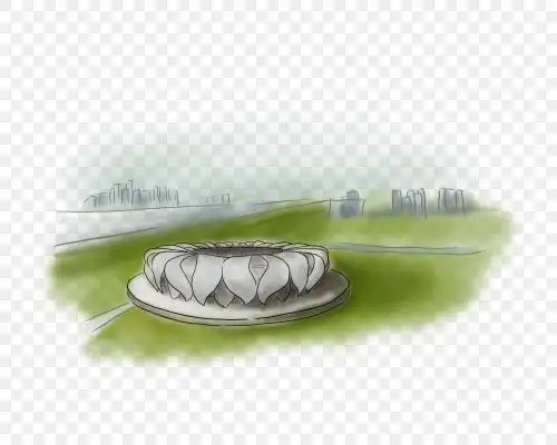 旅游季手绘杭州奥体中心