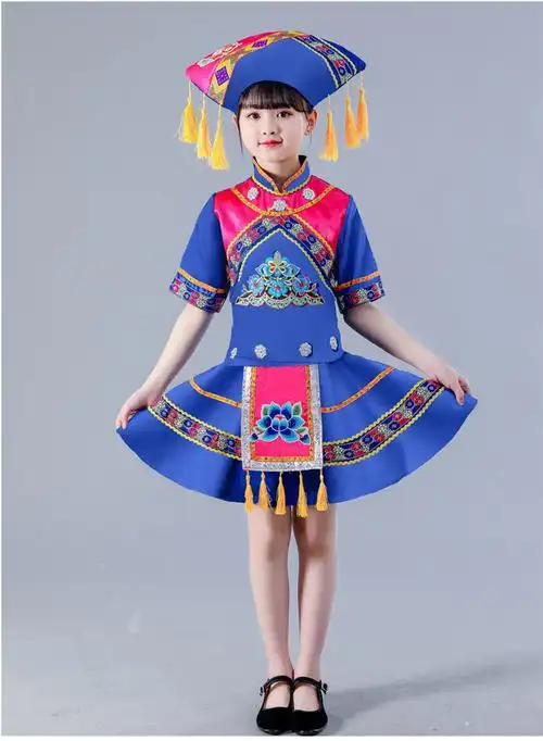 2022新款儿童壮族服装广西三月三壮族男童女童舞蹈表演服民族服壮族