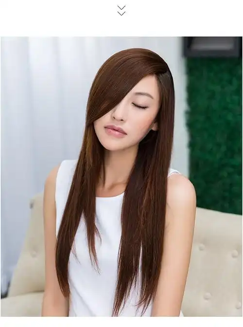 魅尔新款大侧分加长斜刘海加厚隐形真发假刘海片逼真发片可烫染