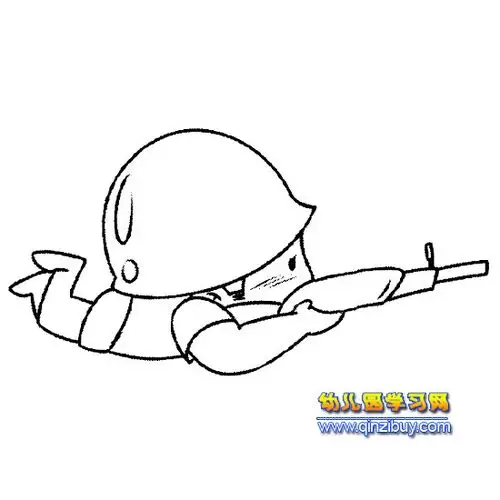 射击的小男孩简笔画