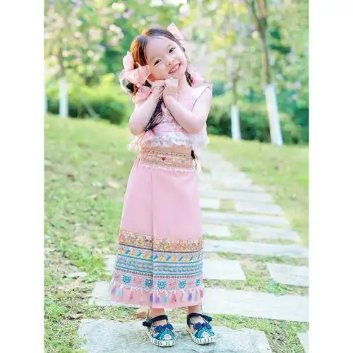 新款傣族女童民族套装 儿童宝宝傣族 写真度假演出服代发-阿里巴巴