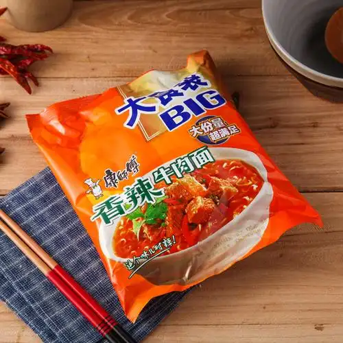 康师傅big香辣牛肉面拉面102克5包组方方便面冲泡方便面