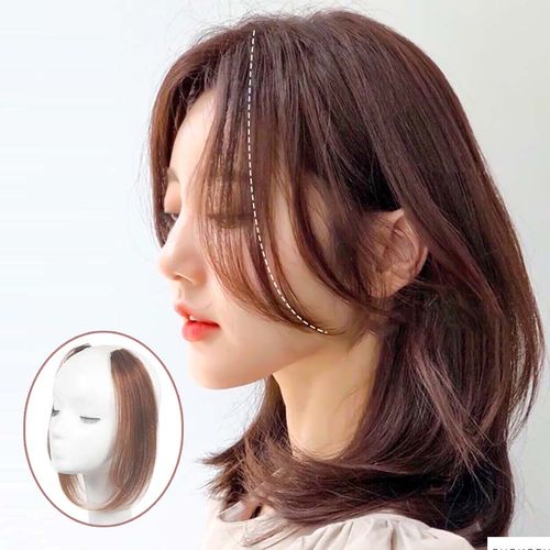 刘海真发片法式片真发垫发片网红修脸隐形无痕八字刘海片