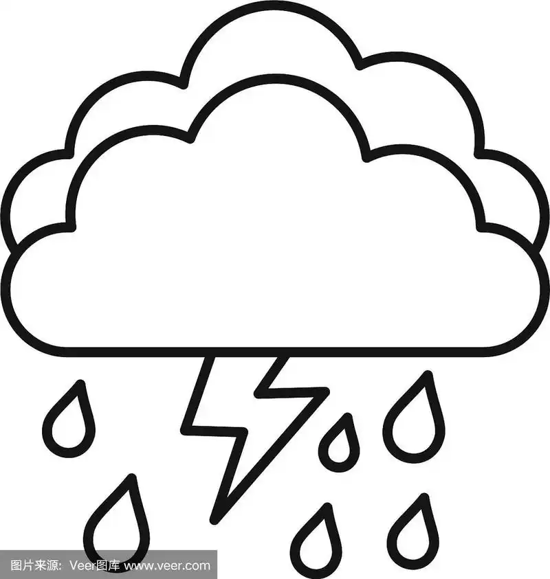 季节雷雨图标轮廓风格