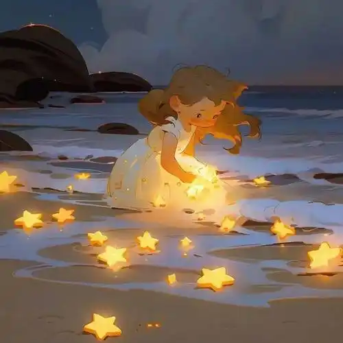 ai绘画分享 | 发光的星星女孩治愈头像