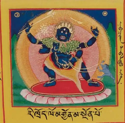 查看原始资料及大图山居叶衣佛母(蓝) 萨迦派:肤色蓝,一面四臂,右上手