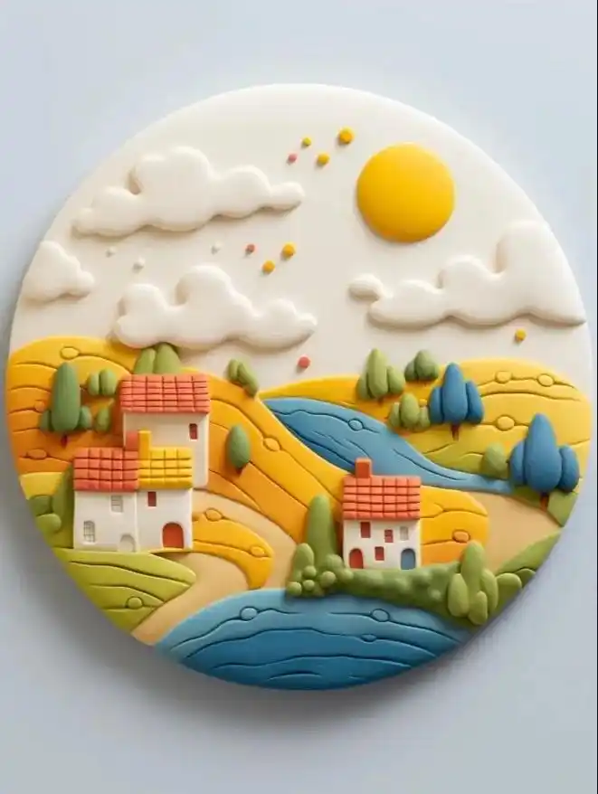 清新淡雅的治愈系配色,粘土风景 #超轻粘土手工 #手工diy - 抖音