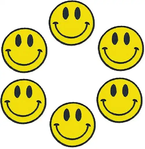 xomise 很多 6 件笑脸大*微笑表情符号复古嬉皮diy熨烫刺绣补丁