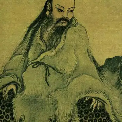 人文始祖太昊伏羲氏画像丝绸画 道教神像 太极八卦图装饰卷轴挂画