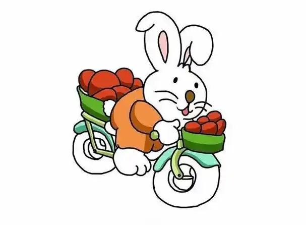 小白兔简笔画简单又漂亮骑自行车的卡通兔子简笔画步骤图