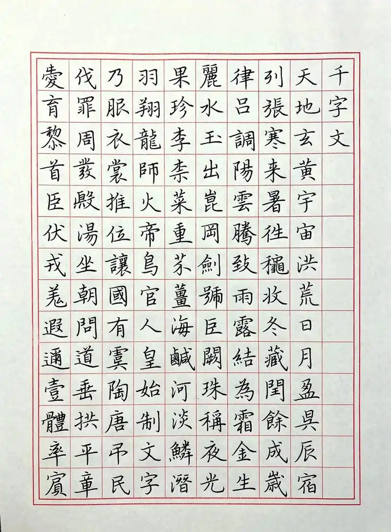 硬笔书法|文征明《千字文》疫情封控在家,闲来无事又开启了直播 - 抖