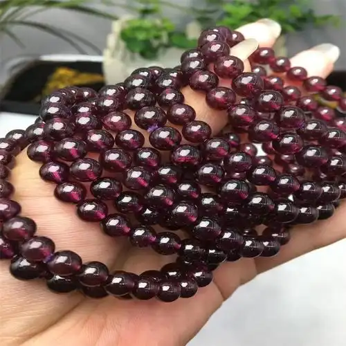 天然酒红石榴石单圈手串散珠子串珠子diy手链项链水晶半成品-阿里巴巴