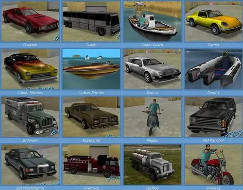 侠盗飞车罪恶都市每辆车的对照图!