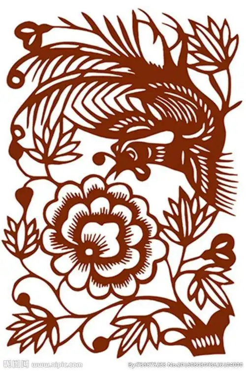 居家学艺剪纸教学第二期凤戏牡丹中国民间剪纸艺术图案大全凤戏牡丹剪