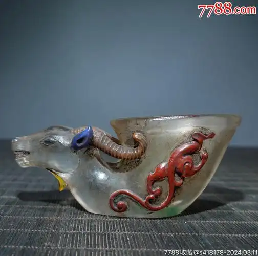 旧藏琉璃彩绘羊尊被子长12cm宽4cm高5cm重210g