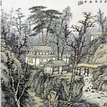 曾先国 林泉隐居 卡纸设色 50×50cm 中国画
