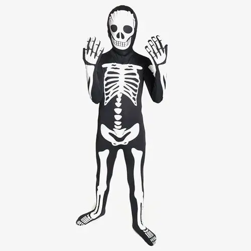 skeleton morphsuit kids costume 黑色/白色 小号